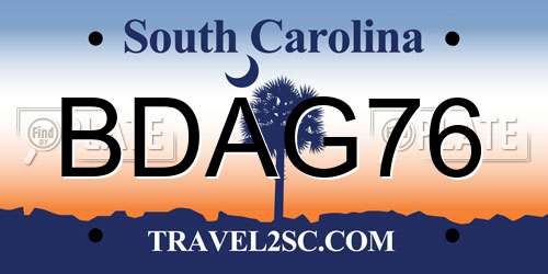 BDAG76 South Carolina License Plate