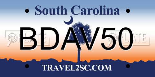 BDAV50 South Carolina License Plate