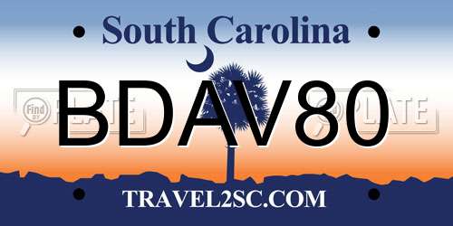 BDAV80 South Carolina License Plate