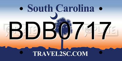 BDB0717 South Carolina License Plate