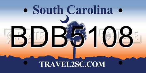 BDB5108 South Carolina License Plate