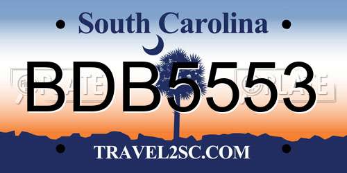 BDB5553 South Carolina License Plate