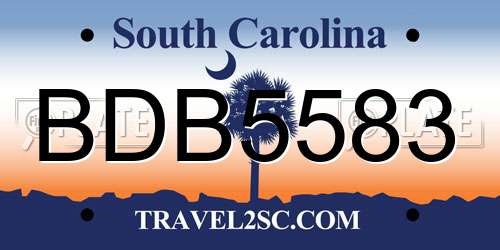 BDB5583 South Carolina License Plate