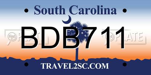 BDB711 South Carolina License Plate