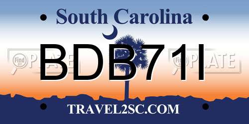 BDB71I South Carolina License Plate