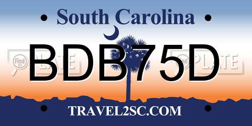 BDB75D South Carolina License Plate