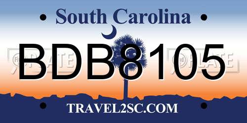 BDB8105 South Carolina License Plate