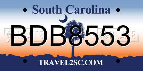 BDB8553 South Carolina License Plate