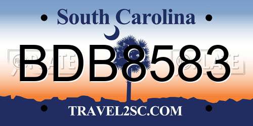 BDB8583 South Carolina License Plate