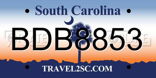 BDB8853 South Carolina License Plate