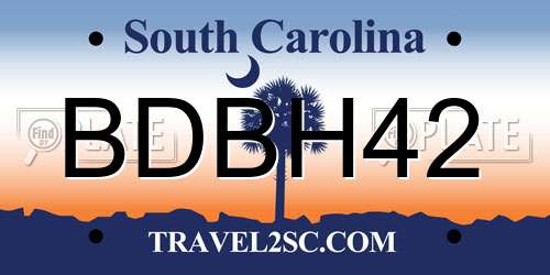 BDBH42 South Carolina License Plate