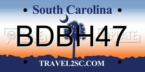 BDBH47 South Carolina License Plate