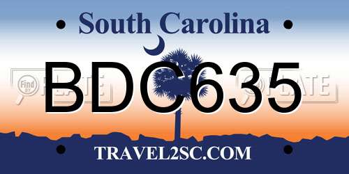 BDC635 South Carolina License Plate