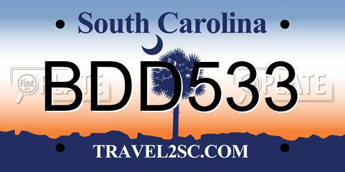 BDD533 South Carolina License Plate