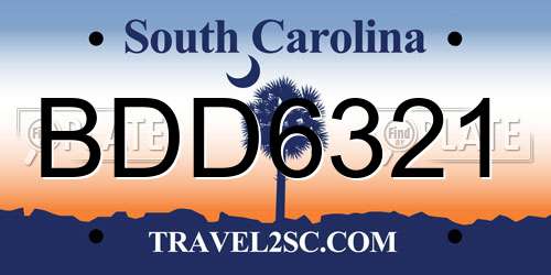 BDD6321 South Carolina License Plate