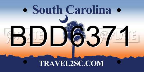 BDD6371 South Carolina License Plate