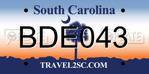 BDE043 South Carolina License Plate