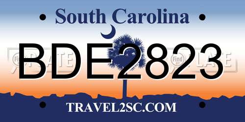 BDE2823 South Carolina License Plate