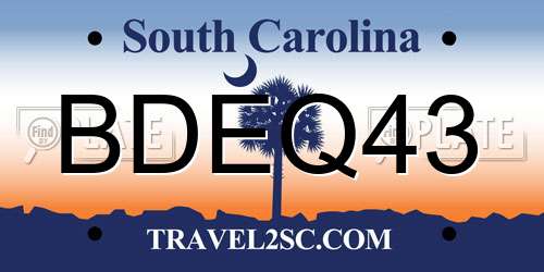 BDEQ43 South Carolina License Plate