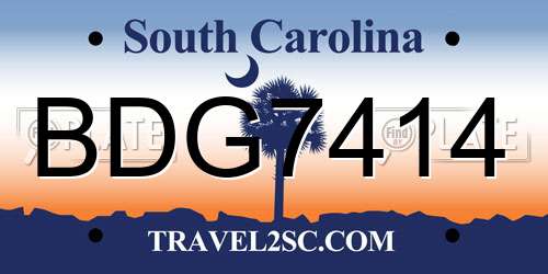 BDG7414 South Carolina License Plate