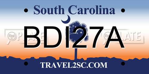 BDI27A South Carolina License Plate