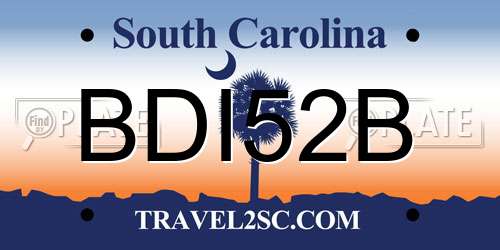 BDI52B South Carolina License Plate
