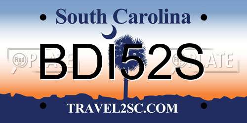 BDI52S South Carolina License Plate