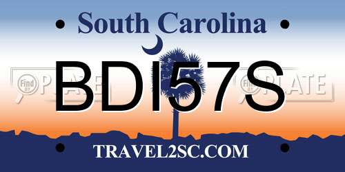 BDI57S South Carolina License Plate