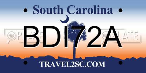 BDI72A South Carolina License Plate