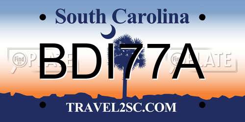BDI77A South Carolina License Plate