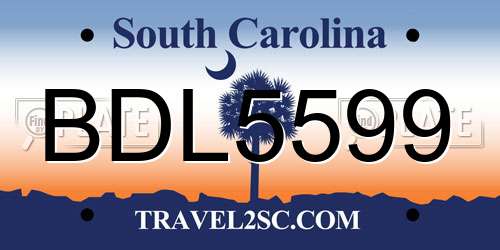 BDL5599 South Carolina License Plate