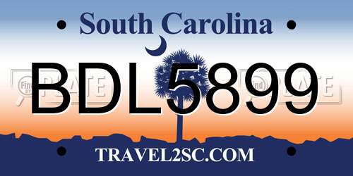 BDL5899 South Carolina License Plate