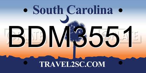 BDM3551 South Carolina License Plate