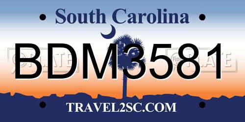 BDM3581 South Carolina License Plate