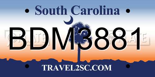 BDM3881 South Carolina License Plate
