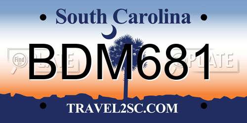 BDM681 South Carolina License Plate