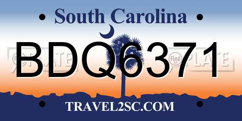 BDQ6371 South Carolina License Plate