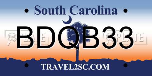BDQB33 South Carolina License Plate