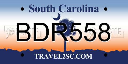 BDR558 South Carolina License Plate