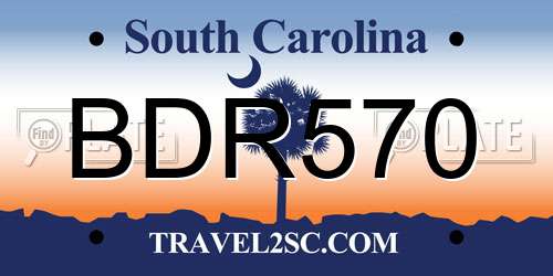 BDR570 South Carolina License Plate