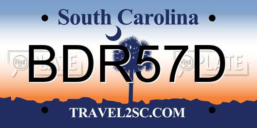 BDR57D South Carolina License Plate