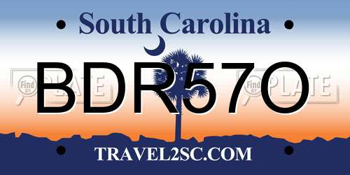 BDR57O South Carolina License Plate