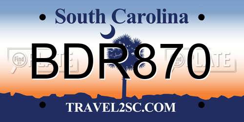 BDR870 South Carolina License Plate