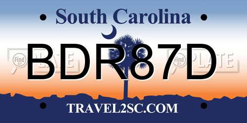 BDR87D South Carolina License Plate