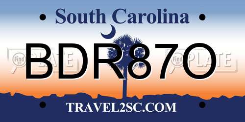 BDR87O South Carolina License Plate