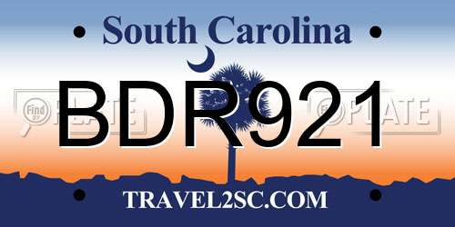 BDR921 South Carolina License Plate