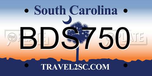 BDS750 South Carolina License Plate