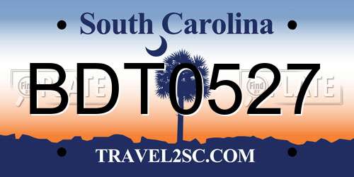 BDT0527 South Carolina License Plate