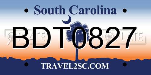 BDT0827 South Carolina License Plate