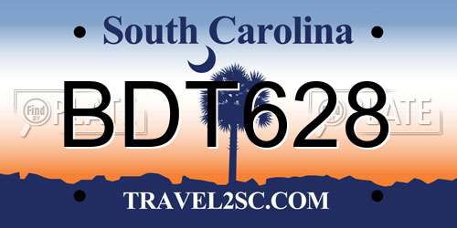 BDT628 South Carolina License Plate